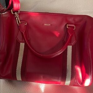 Bally Crimson Leather Shoulder Bag